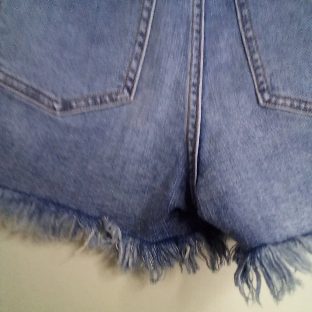 Harper Heritage Shorts Women 27 Button Fly Raw Hem Denim Blue